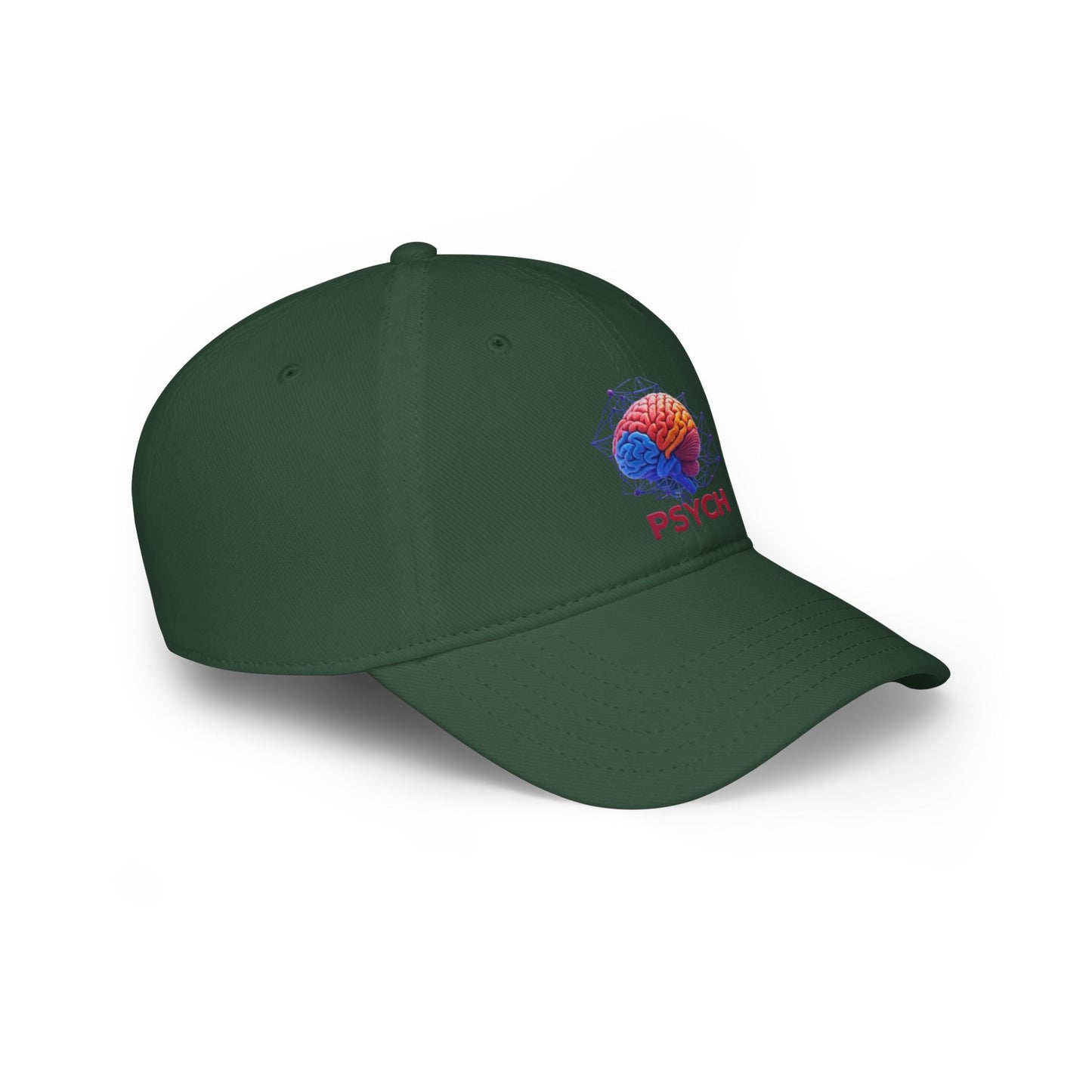 Psychology Low Profile Baseball Cap, Brain Design Hat, Casual Wear Gift, Unique Psychology Cap, Perfect for Students, Red Hat with PSYCH