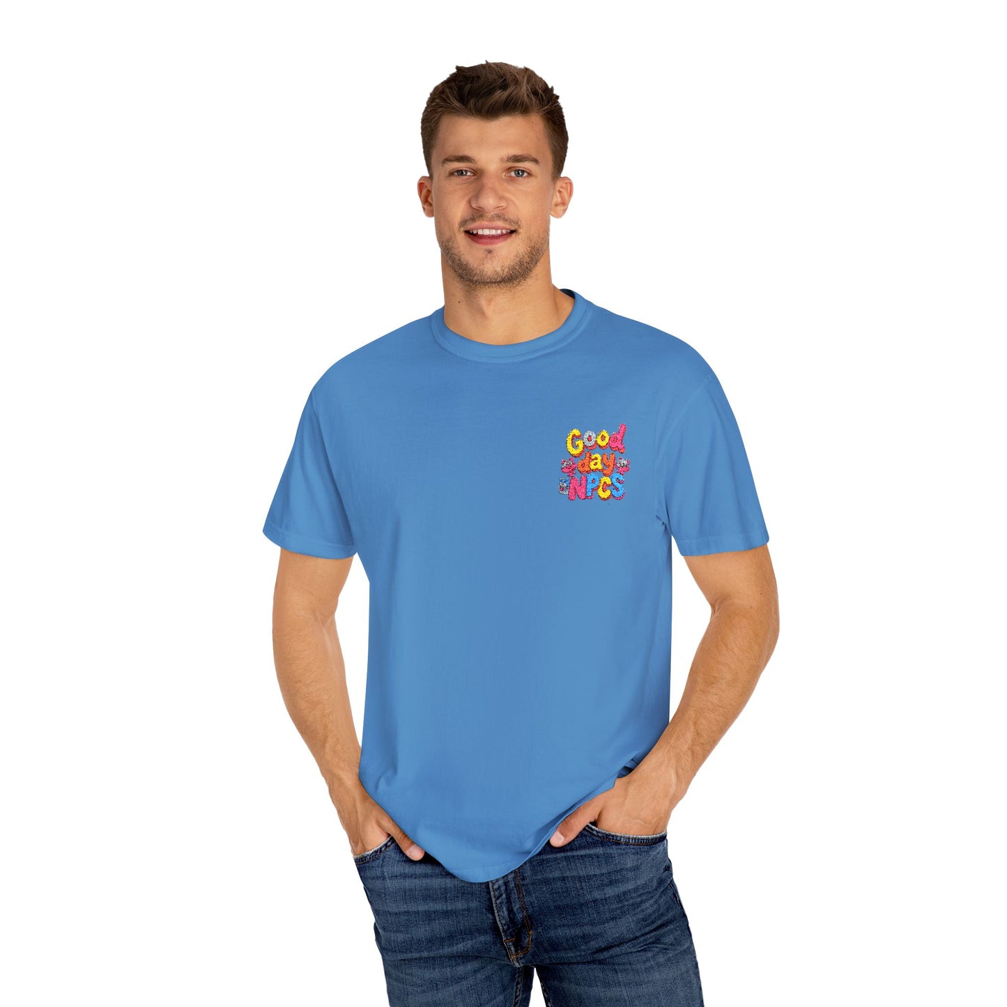 Vibrant Cartoon Unisex T-Shirt,"Good day NpCs" Cute Graphic Tee, Fun Casual Wear, Gift for Friends, Birthday Celebration, Youthful Style
