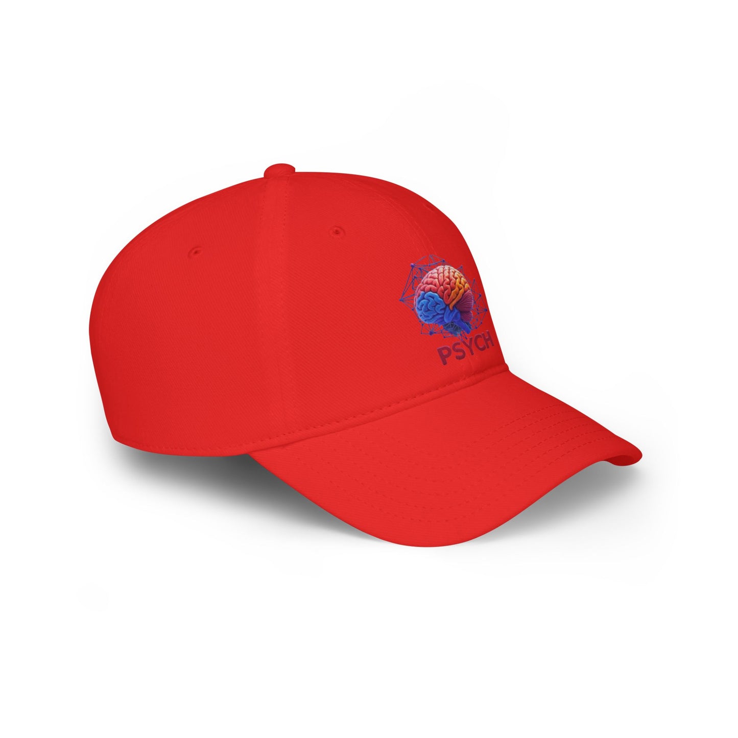 Psychology Low Profile Baseball Cap, Brain Design Hat, Casual Wear Gift, Unique Psychology Cap, Perfect for Students, Red Hat with PSYCH