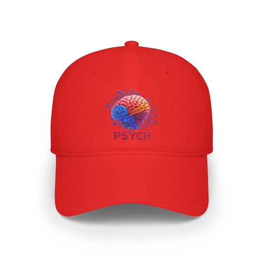 Psychology Low Profile Baseball Cap, Brain Design Hat, Casual Wear Gift, Unique Psychology Cap, Perfect for Students, Red Hat with PSYCH