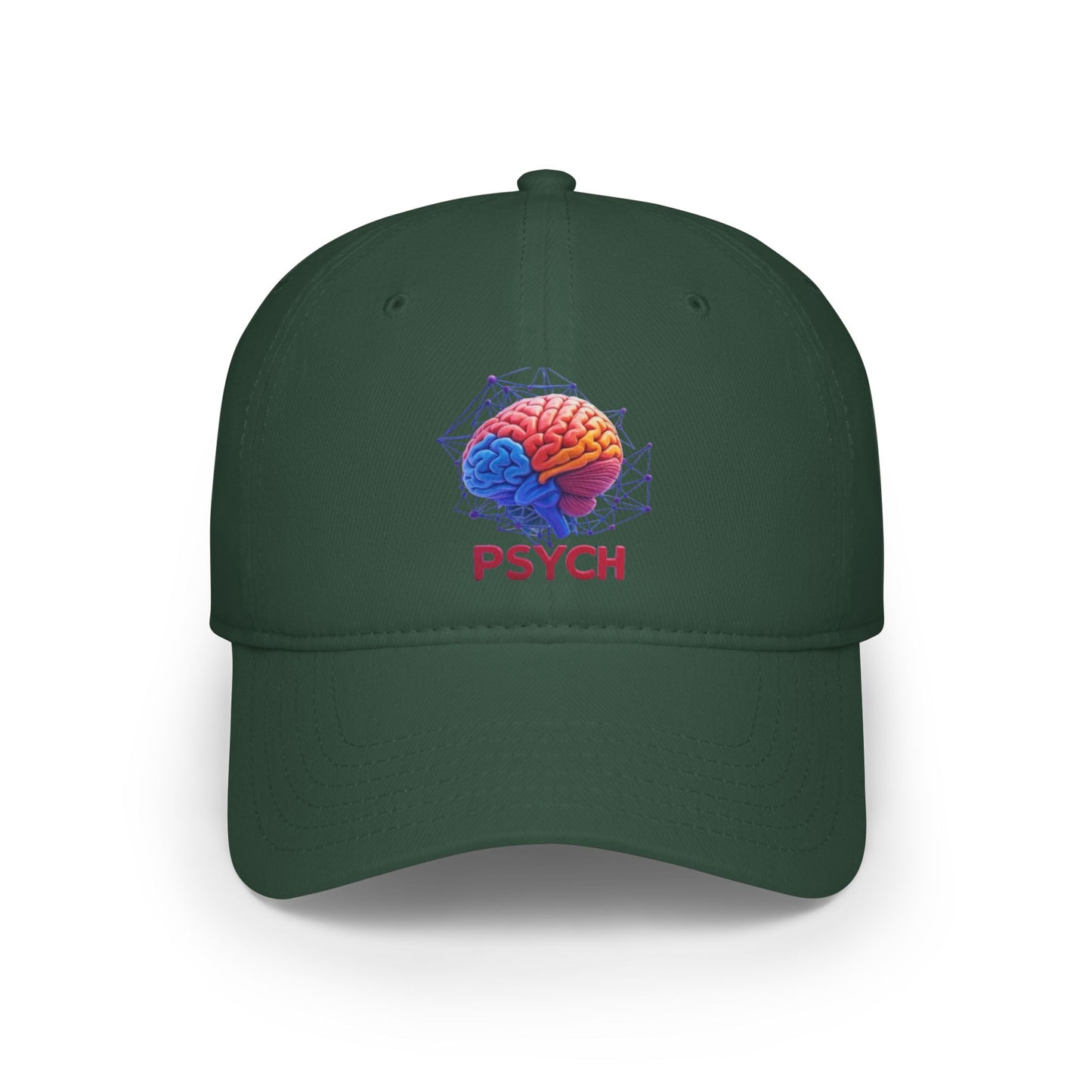 Psychology Low Profile Baseball Cap, Brain Design Hat, Casual Wear Gift, Unique Psychology Cap, Perfect for Students, Red Hat with PSYCH